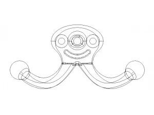Plastic Triple Coat Hook 3D Print Model