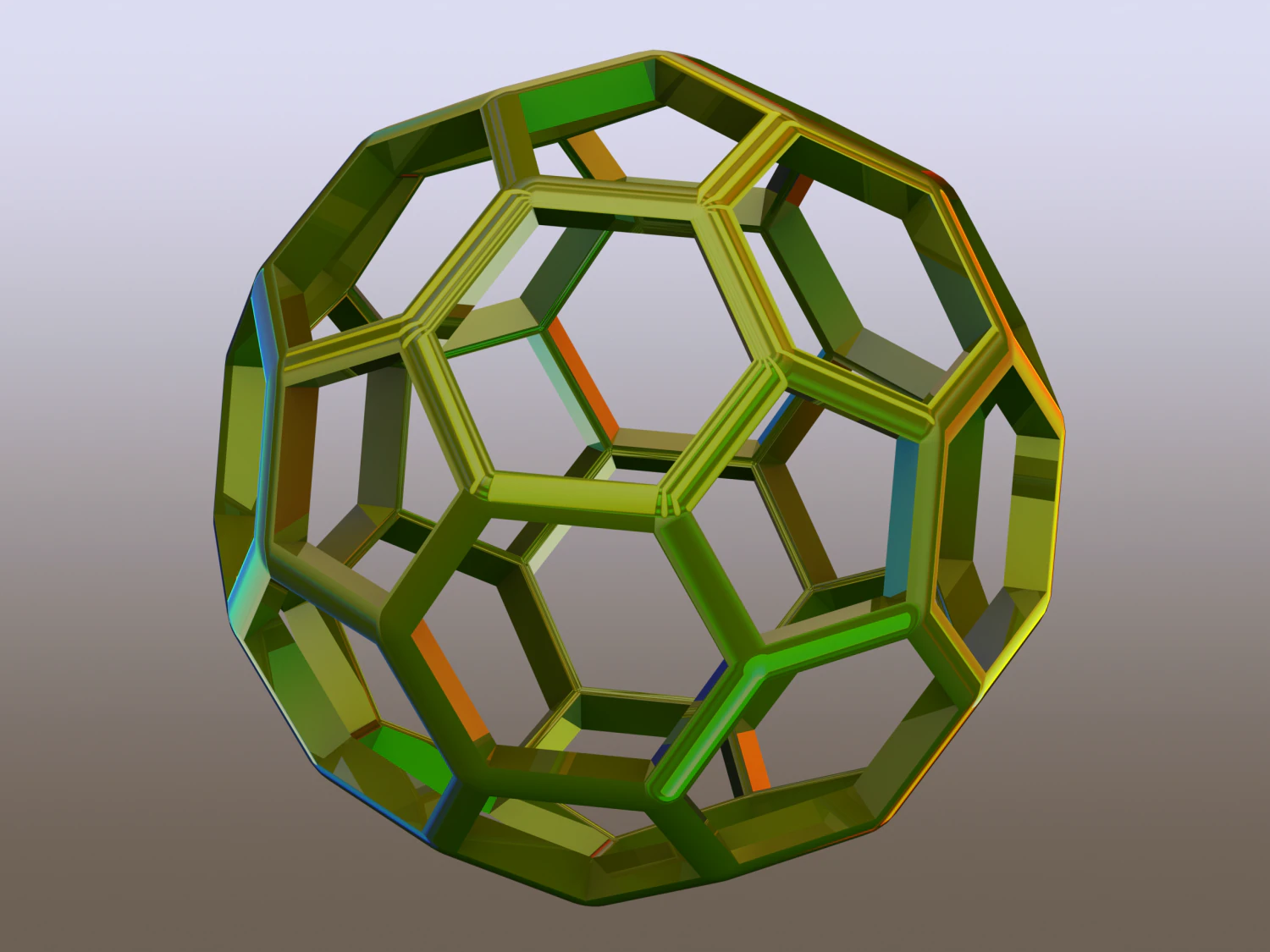 Wireframe Shape Truncated Icosahedron 3D Print Model .c4d .max .obj .3ds .fbx .stl .blend 