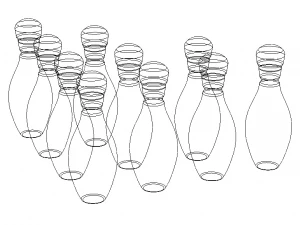 Colored Plastic Bowling Pin Set 3D Print Model