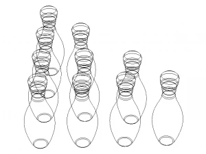 Colored Plastic Bowling Pin Set 3D Print Model