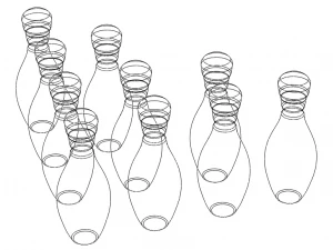 Colored Plastic Bowling Pin Set 3D Print Model