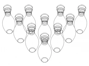 Colored Plastic Bowling Pin Set 3D Print Model