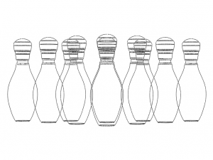 Colored Plastic Bowling Pin Set 3D Print Model