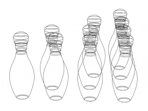 Colored Plastic Bowling Pin Set 3D Print Model