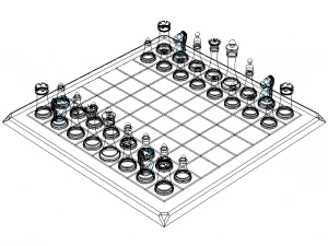Chess Board Complete Set 3D Print Model
