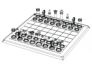 Chess Board Complete Set 3D Print Model
