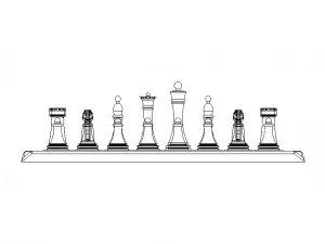 Chess Board Complete Set 3D Print Model