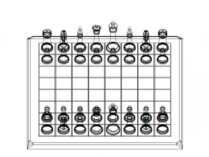 Chess Board Complete Set 3D Print Model