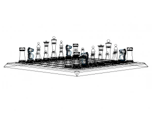 Chess Board Complete Set 3D Print Model