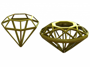 Wireframe Diamond Gem Model Cetak 3D