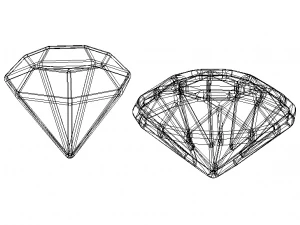 Wireframe Diamond Gem 3D Print Model