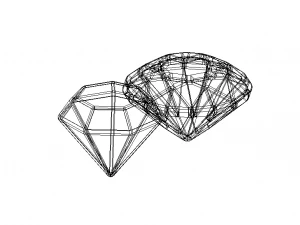 Wireframe Diamond Gem 3D Print Model