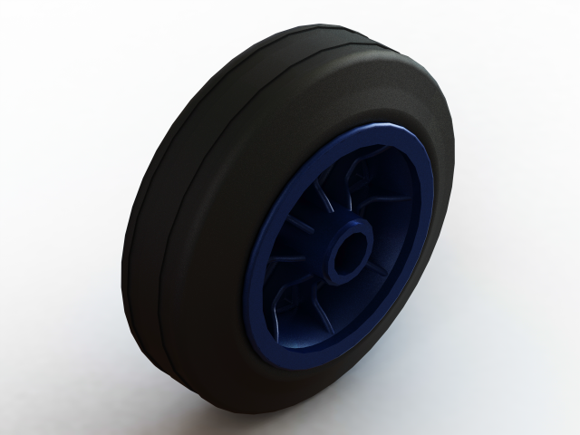 100mm Solid Plastic Caster Wheel 3D Print Model .c4d .max .obj .3ds .fbx .stl .blend 