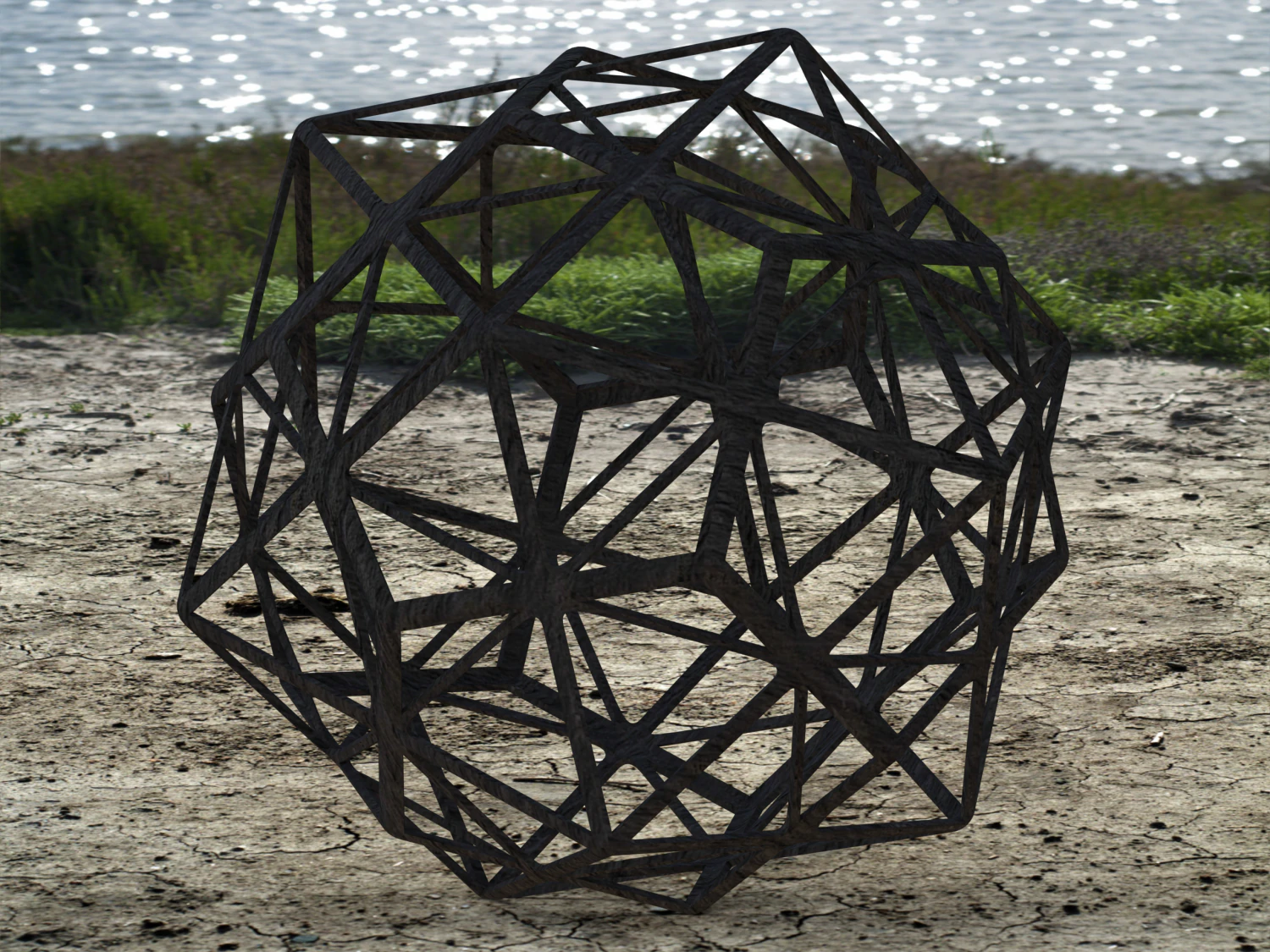 Wireframe Shape First Stellation of Icosidodecahedron 3D Print Model .c4d .max .obj .3ds .fbx .stl .blend