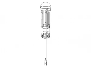 マイナスドライバー 全長2mm&times;130mm 3Dモデル
