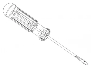 マイナスドライバー 全長2mm&times;130mm 3Dモデル
