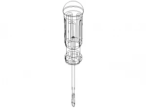 マイナスドライバー 全長2mm&times;130mm 3Dモデル