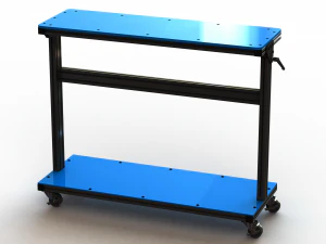 Escritorio de pie de aluminio con dos estantes Modelo 3D