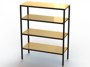 Estante de armazenamento de alum&iacute;nio de 4 camadas Modelo 3D