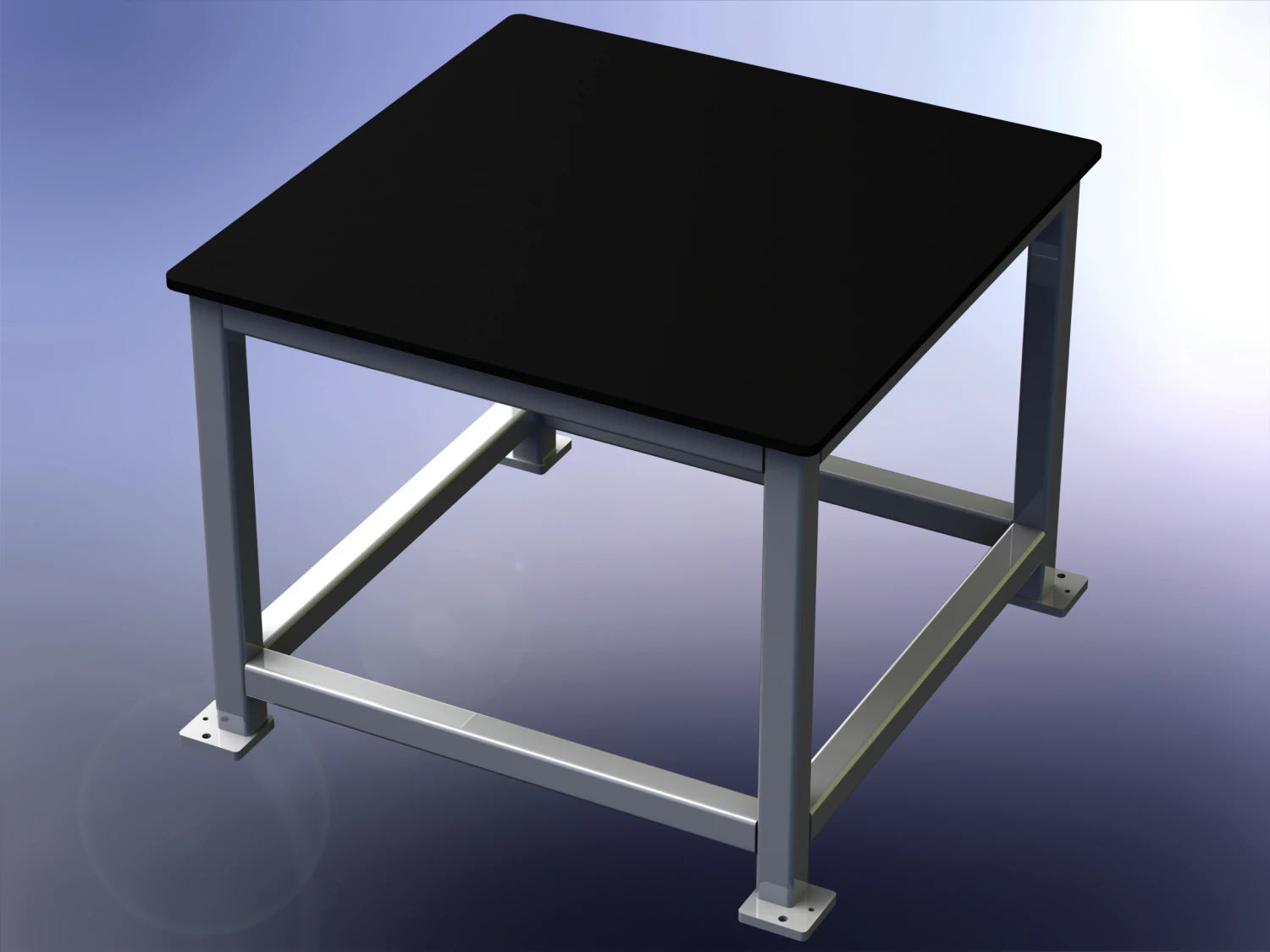 Machine Table with 1200 X 1200 Top 3D Model .c4d .max .obj .3ds .fbx .stl .blend 