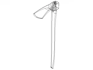 Wooden Handle Adze 3D Model