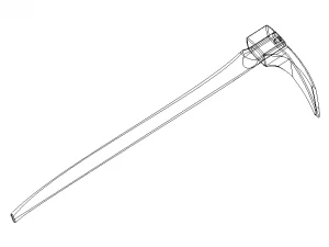 Wooden Handle Adze 3D Model