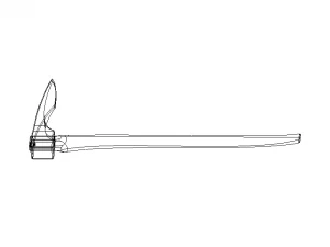 Wooden Handle Adze 3D Model