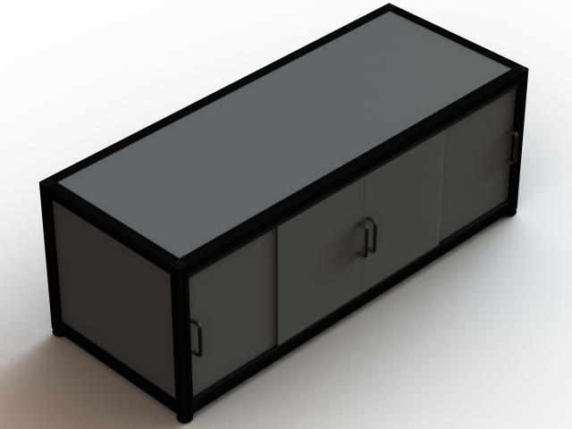 Aluminum Storage Cabinet with Sliding Doors 3D 模型 .c4d .max .obj .3ds .fbx .stl .blend 
