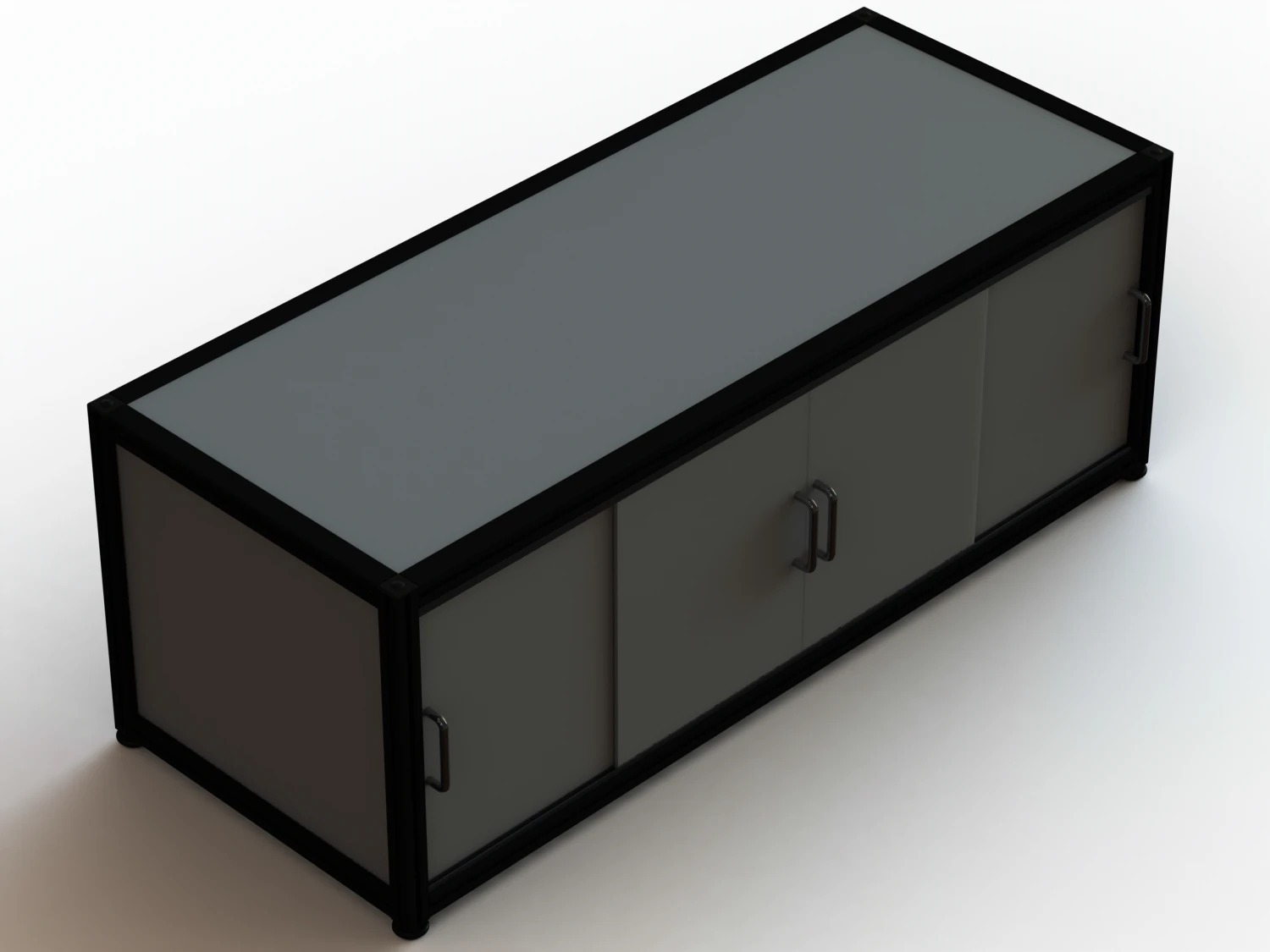 Aluminum Storage Cabinet with Sliding Doors 3D Model .c4d .max .obj .3ds .fbx .stl .blend