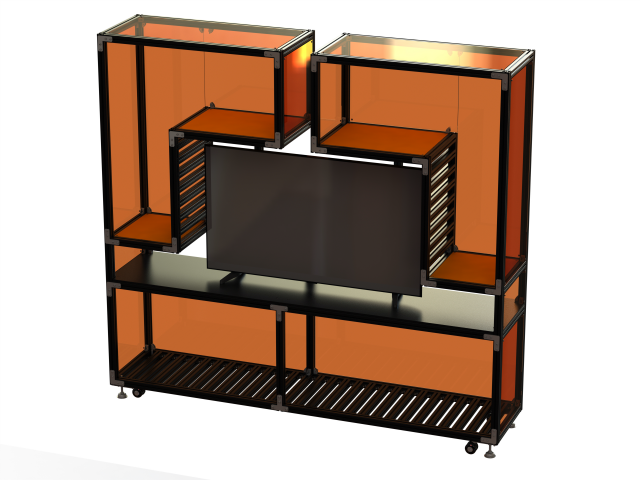 Aluminium Storage with TV Stand 3D-Modell .c4d .max .obj .3ds .fbx .stl .blend 