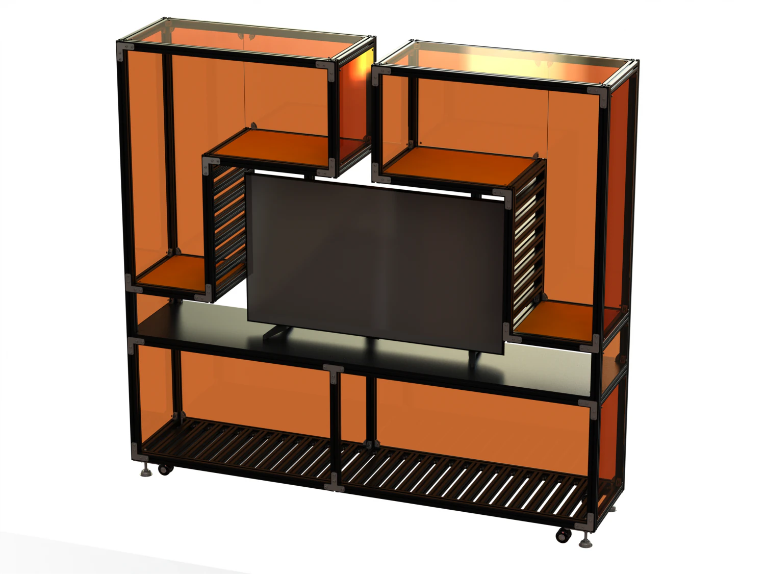 Aluminium Storage with TV Stand 3D Model .c4d .max .obj .3ds .fbx .stl .blend 