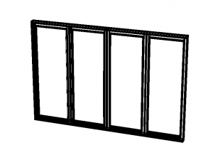 Aluminium Bifold Door 4 Panels 3D Model