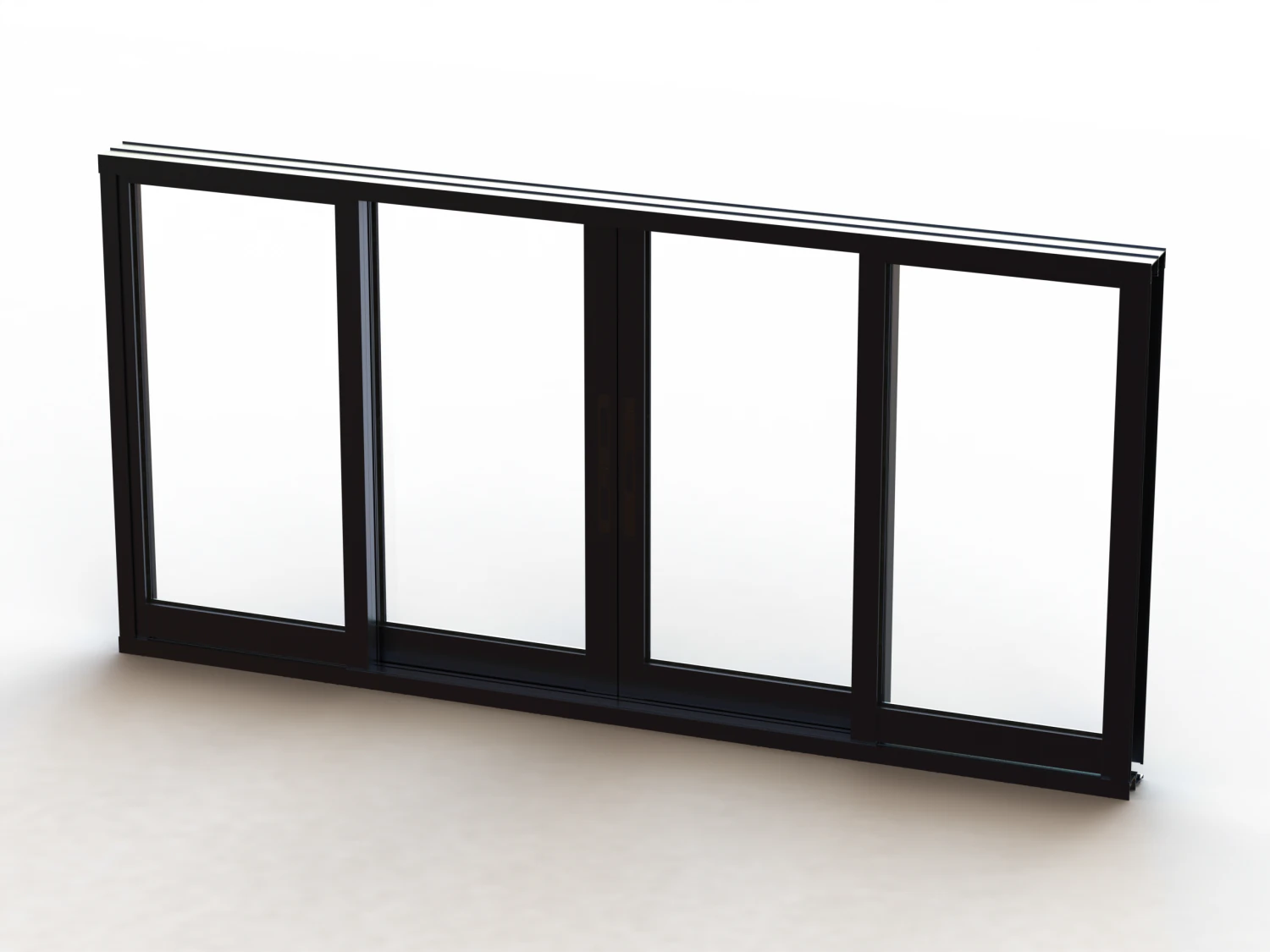Aluminium Sliding Window 4 Panels 3D Model .c4d .max .obj .3ds .fbx .stl .blend 