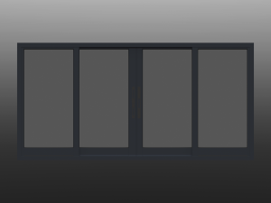 Aluminium Sliding Window 4 Panels 3D Model
