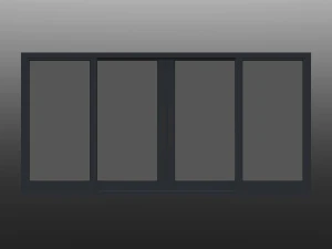 Aluminium Sliding Window 4 Panels 3D Model