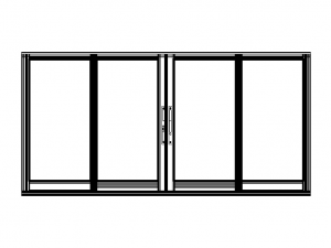 Aluminium Sliding Window 4 Panels 3D Model