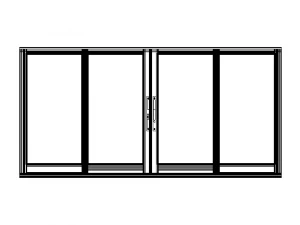 Aluminium Sliding Window 4 Panels 3D Model