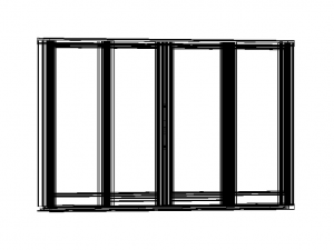 Aluminium Sliding Window 4 Panels 3D Model
