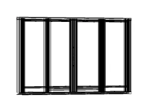 Aluminium Sliding Window 4 Panels 3D Model