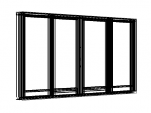 Aluminium Sliding Window 4 Panels 3D Model