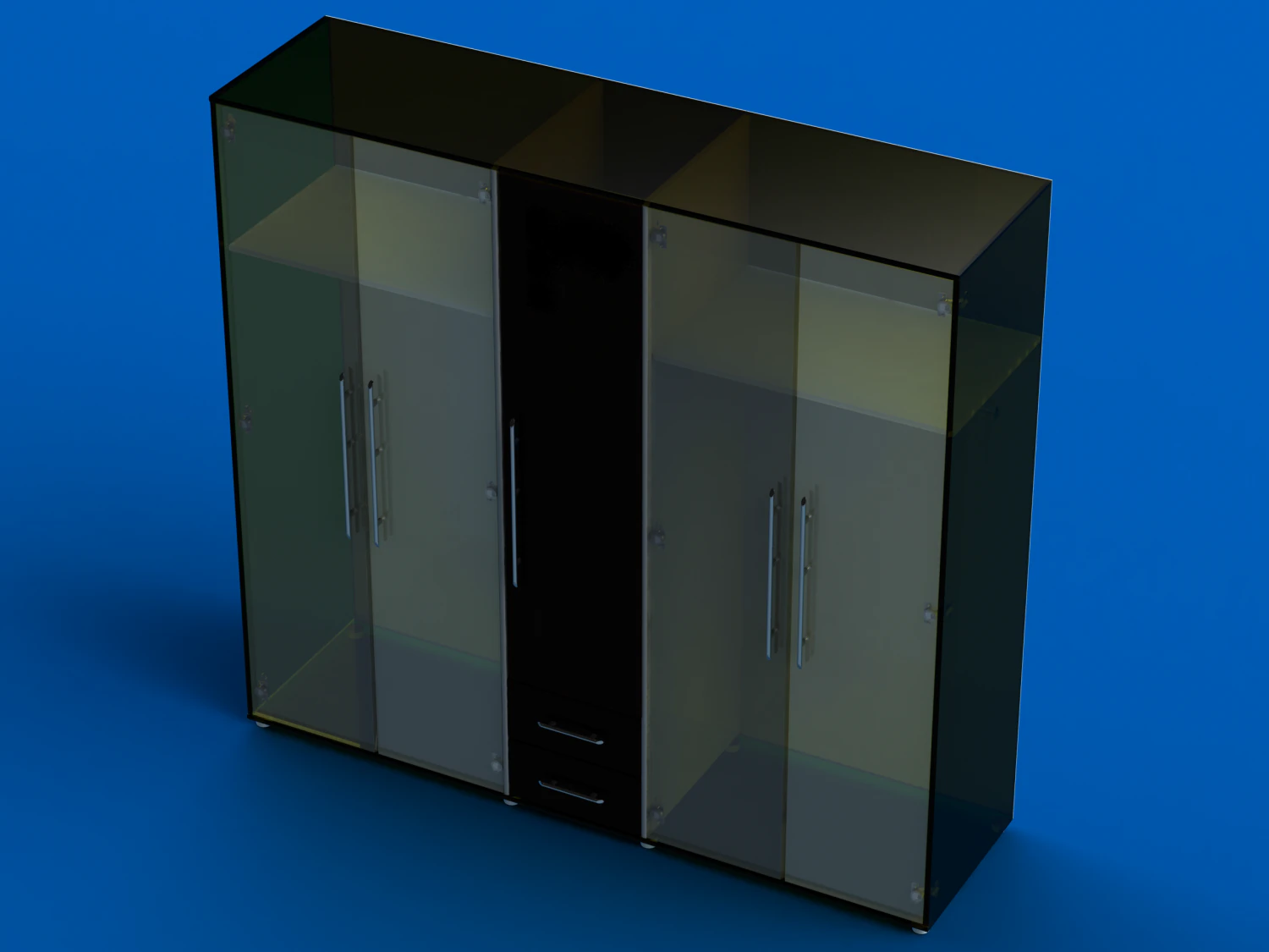 Clear Modular Wardrobe 2 m 3D Model .c4d .max .obj .3ds .fbx .stl .blend