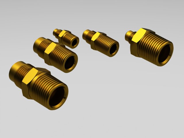 Parker Male Connector 48F Series 3D 模型 .c4d .max .obj .3ds .fbx .stl .blend