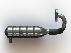 Aluminium Tuned Pipe W Exhaust Manifold Set Model 3D