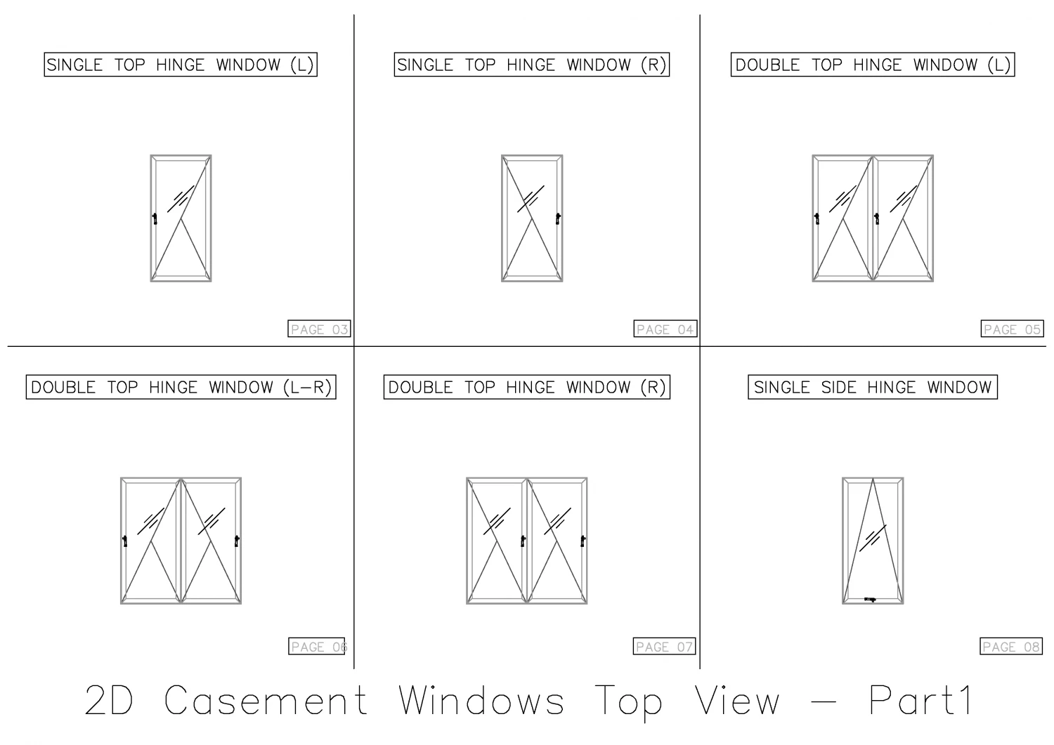 2D Casement Windows Top View 3D Model .c4d .max .obj .3ds .fbx .stl .blend 