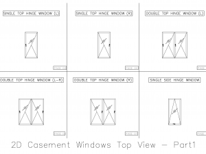 2D Casement Windows Top View 3D मॉडल