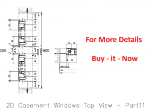 2D Casement Windows Top View 3D Model