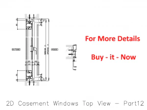 2D Casement Windows Top View 3D Model