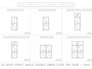 2D SHOP FRONT SINGLE DOUBLE SWING DOOR TOP VIEW Model 3D