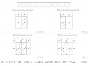 2D SHOP FRONT SINGLE DOUBLE SWING DOOR TOP VIEW 3D Model