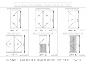 VISTA SUPERIOR DE PUERTAS DE BISAGRA SIMPLE Y DOBLE 2D Modelo 3D